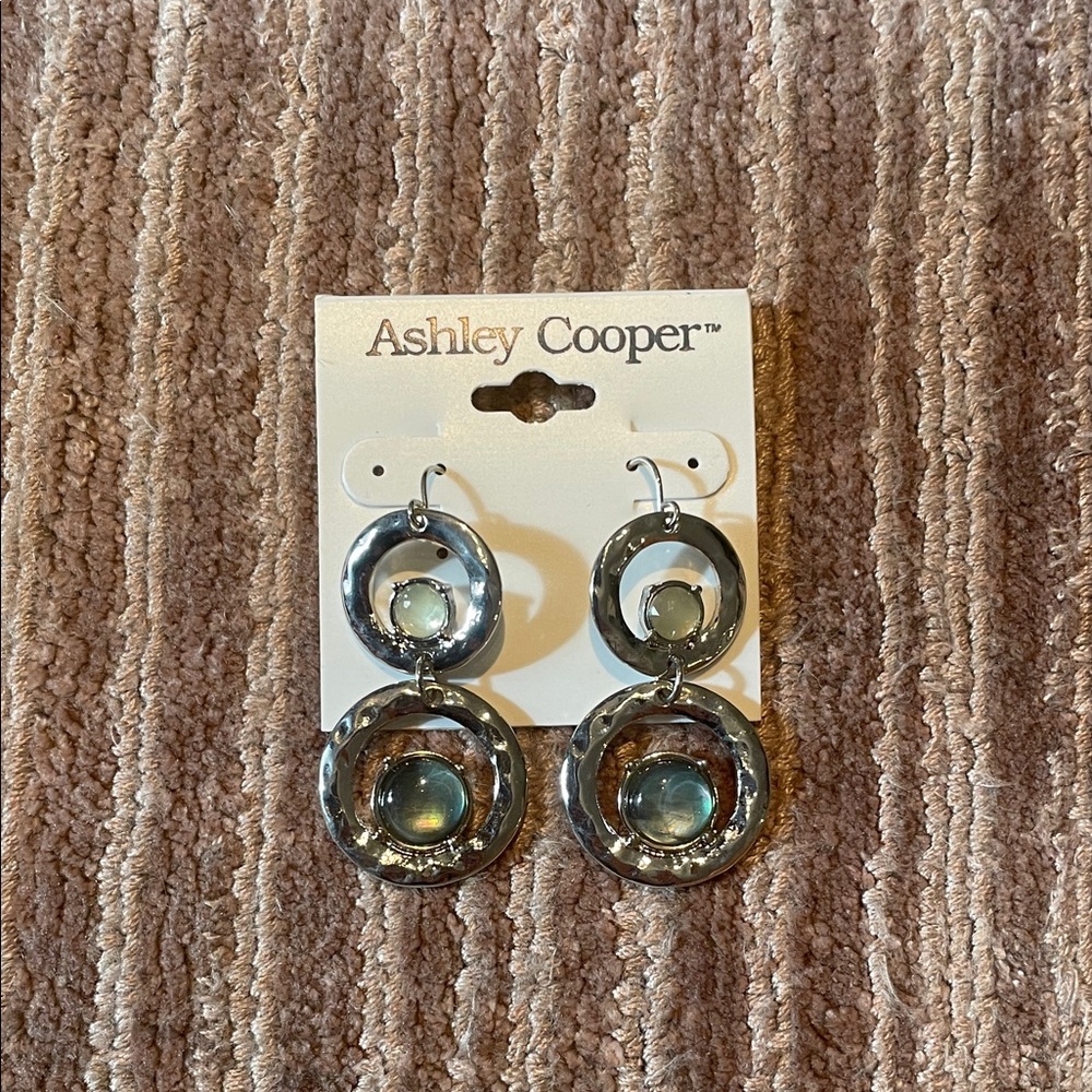 Ashley Cooper Metallic and Blue Circle Earrings